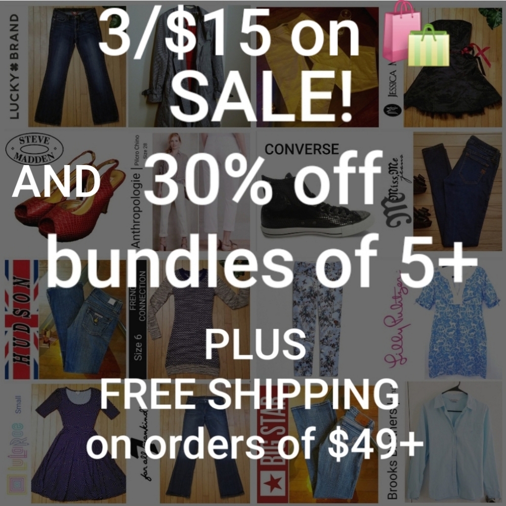 3/$15 and 30% off bundle SALE! Namebrand clothing